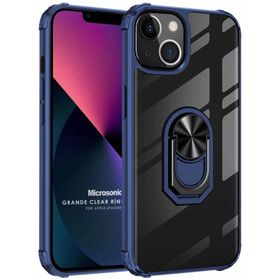 Microsonic iPhone 13 Grande Clear Ring Holder Kırmızı-Siyah Cep Telefonu Kılıfı