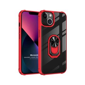 Microsonic iPhone 13 Grande Clear Ring Holder Kırmızı-Siyah Cep Telefonu Kılıfı