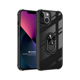 Microsonic iPhone 13 Grande Clear Ring Holder Kırmızı-Siyah Cep Telefonu Kılıfı