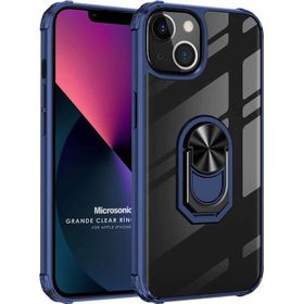 Microsonic iPhone 13 Grande Clear Ring Holder Kırmızı-Siyah Cep Telefonu Kılıfı