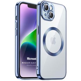 Microsonic iPhone 13 Magsafe Luxury Electroplate Sarı Cep Telefonu Kılıfı