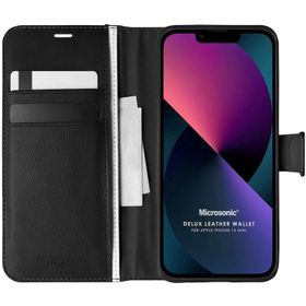 Microsonic iPhone 13 Mini Delux Leather Wallet Sarı Cep Telefonu Kılıfı