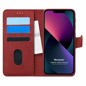 Microsonic iPhone 13 Mini Fabric Book Wallet Gri Cep Telefonu Kılıfı