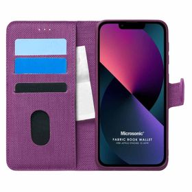 Microsonic iPhone 13 Mini Fabric Book Wallet Gri Cep Telefonu Kılıfı