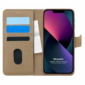 Microsonic iPhone 13 Mini Fabric Book Wallet Gri Cep Telefonu Kılıfı
