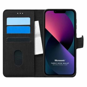 Microsonic iPhone 13 Mini Fabric Book Wallet Gri Cep Telefonu Kılıfı