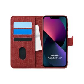 Microsonic iPhone 13 Mini Fabric Book Wallet Gri Cep Telefonu Kılıfı