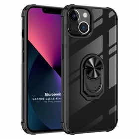Microsonic iPhone 13 Mini Grande Clear Ring Holder Siyah Cep Telefonu Kılıfı