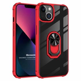 Microsonic iPhone 13 Mini Grande Clear Ring Holder Siyah Cep Telefonu Kılıfı