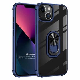 Microsonic iPhone 13 Mini Grande Clear Ring Holder Siyah Cep Telefonu Kılıfı