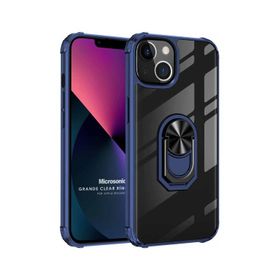 Microsonic iPhone 13 Mini Grande Clear Ring Holder Siyah Cep Telefonu Kılıfı