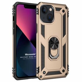 Microsonic iPhone 13 Mini Military Ring Holder Siyah Cep Telefonu Kılıfı