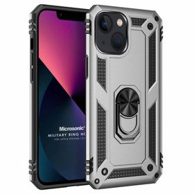 Microsonic iPhone 13 Mini Military Ring Holder Siyah Cep Telefonu Kılıfı
