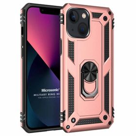 Microsonic iPhone 13 Mini Military Ring Holder Siyah Cep Telefonu Kılıfı
