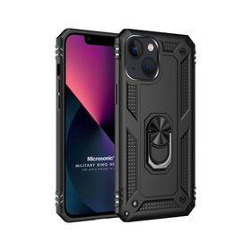 Microsonic iPhone 13 Mini Military Ring Holder Siyah Cep Telefonu Kılıfı