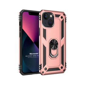 Microsonic iPhone 13 Mini Military Ring Holder Siyah Cep Telefonu Kılıfı