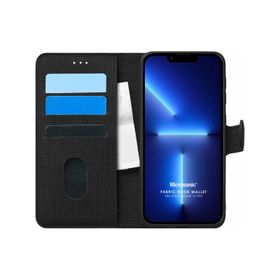 Microsonic iPhone 13 Pro Fabric Book Wallet Kahverengi Cep Telefonu Kılıfı