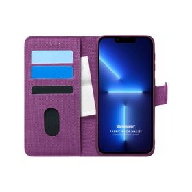 Microsonic iPhone 13 Pro Fabric Book Wallet Kahverengi Cep Telefonu Kılıfı