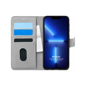 Microsonic iPhone 13 Pro Fabric Book Wallet Kahverengi Cep Telefonu Kılıfı