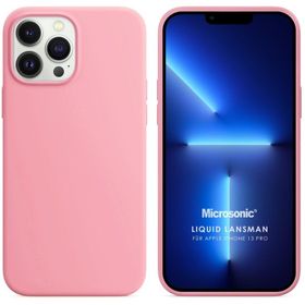 Microsonic iPhone 13 Pro Liquid Lansman Silikon Pembe Cep Telefonu Kılıfı