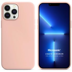 Microsonic iPhone 13 Pro Liquid Lansman Silikon Pembe Cep Telefonu Kılıfı