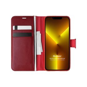 Microsonic iPhone 13 Pro Max Delux Leather Wallet Kırmızı Cep Telefonu Kılıfı