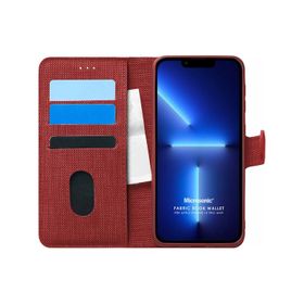 Microsonic iPhone 13 Pro Max Fabric Book Wallet Kırmızı Cep Telefonu Kılıfı