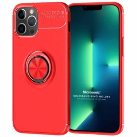 Microsonic iPhone 13 Pro Max Kickstand Ring Holder Siyah Cep Telefonu Kılıfı
