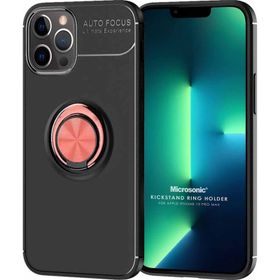 Microsonic iPhone 13 Pro Max Kickstand Ring Holder Siyah Cep Telefonu Kılıfı