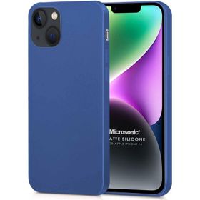 Microsonic iPhone 14 Matte Silikon Lacivert Cep Telefonu Kılıfı