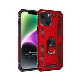 Microsonic iPhone 14 Military Ring Holder Kırmızı Cep Telefonu Kılıfı