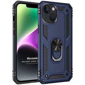 Microsonic iPhone 14 Plus Military Ring Holder Gri Cep Telefonu Kılıfı