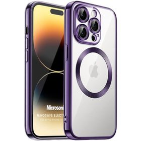 Microsonic iPhone 14 Pro Max Magsafe Luxury Electroplate Siyah Cep Telefonu Kılıfı