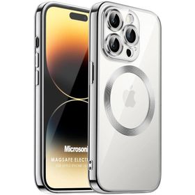 Microsonic iPhone 14 Pro Max Magsafe Luxury Electroplate Siyah Cep Telefonu Kılıfı