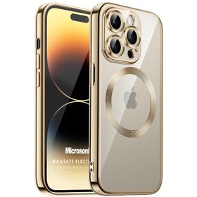 Microsonic iPhone 14 Pro Max Magsafe Luxury Electroplate Siyah Cep Telefonu Kılıfı