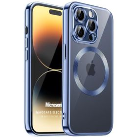 Microsonic iPhone 14 Pro Max Magsafe Luxury Electroplate Siyah Cep Telefonu Kılıfı
