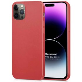 Microsonic iPhone 14 Pro Max Matte Silikon Mor Cep Telefonu Kılıfı