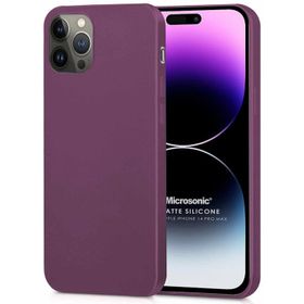 Microsonic iPhone 14 Pro Max Matte Silikon Mor Cep Telefonu Kılıfı