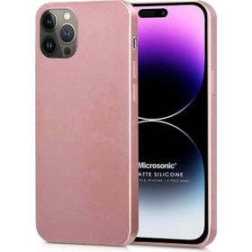 Microsonic iPhone 14 Pro Max Matte Silikon Mor Cep Telefonu Kılıfı