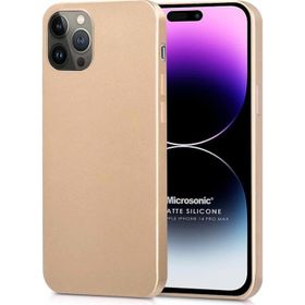 Microsonic iPhone 14 Pro Max Matte Silikon Mor Cep Telefonu Kılıfı