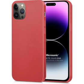 Microsonic iPhone 14 Pro Max Matte Silikon Mor Cep Telefonu Kılıfı