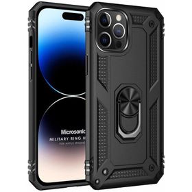 Microsonic iPhone 14 Pro Military Ring Holder Kırmızı Cep Telefonu Kılıfı