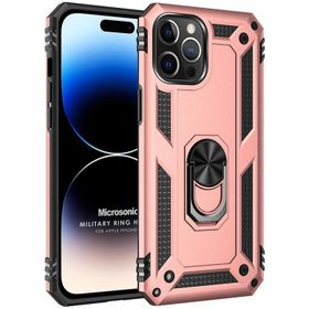 Microsonic iPhone 14 Pro Military Ring Holder Kırmızı Cep Telefonu Kılıfı