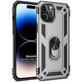 Microsonic iPhone 14 Pro Military Ring Holder Kırmızı Cep Telefonu Kılıfı