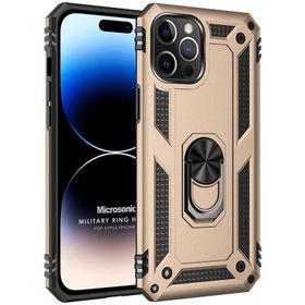 Microsonic iPhone 14 Pro Military Ring Holder Kırmızı Cep Telefonu Kılıfı