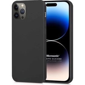Microsonic iPhone 14 Pro Siyah Matte Silikon Cep Telefonu Kılıfı
