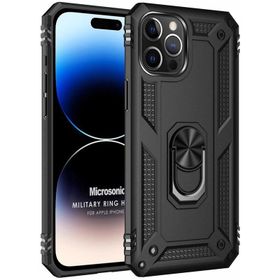 Microsonic iPhone 15 Pro Max Military Ring Holder Kırmızı Cep Telefonu Kılıfı