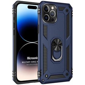 Microsonic iPhone 15 Pro Max Military Ring Holder Kırmızı Cep Telefonu Kılıfı