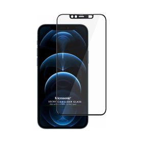Microsonic iPhone Uyumlu 12 Pro Max Secret Camslider Glass Siyah Cam Ekran Koruyucu