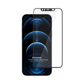 Microsonic iPhone Uyumlu 12 Pro Secret Camslider Glass Siyah Cam Ekran Koruyucu